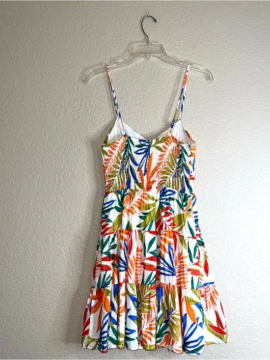 Illa Illa Tropical Leaf Print Spaghetti Strap Mini Sundress Sz S - Picture 9 of 13